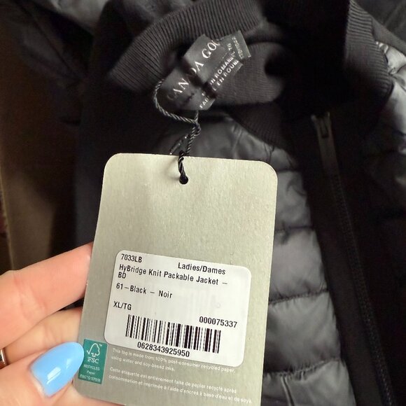 NWT Canada Goose Hybridge Knit Packable Jacket Black Down Filled Quilted Panels - Picture 2 of 8